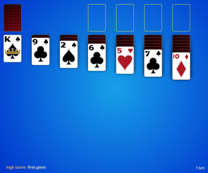 Klondike Solitaire, 1 card infinite pass screenshot