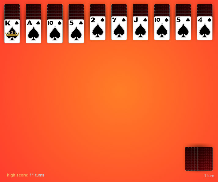 1 Suit Spider Solitaire software
